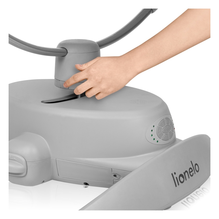 Lionelo - Babywippe MELL mit Melodie, Grey Stone, 4x AA + Fernbedienung