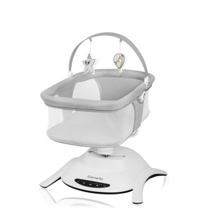 Lionelo - Babywippe mit Melodie 2-in-1 BELLA 4xAA Grey Concrete + Fernbedienung