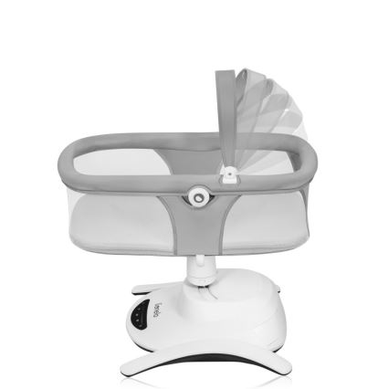 Lionelo - Babywippe mit Melodie 2-in-1 BELLA 4xAA Grey Concrete + Fernbedienung