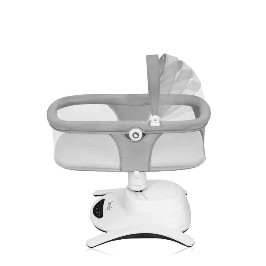 Lionelo - Babywippe mit Melodie 2-in-1 BELLA 4xAA Grey Concrete + Fernbedienung