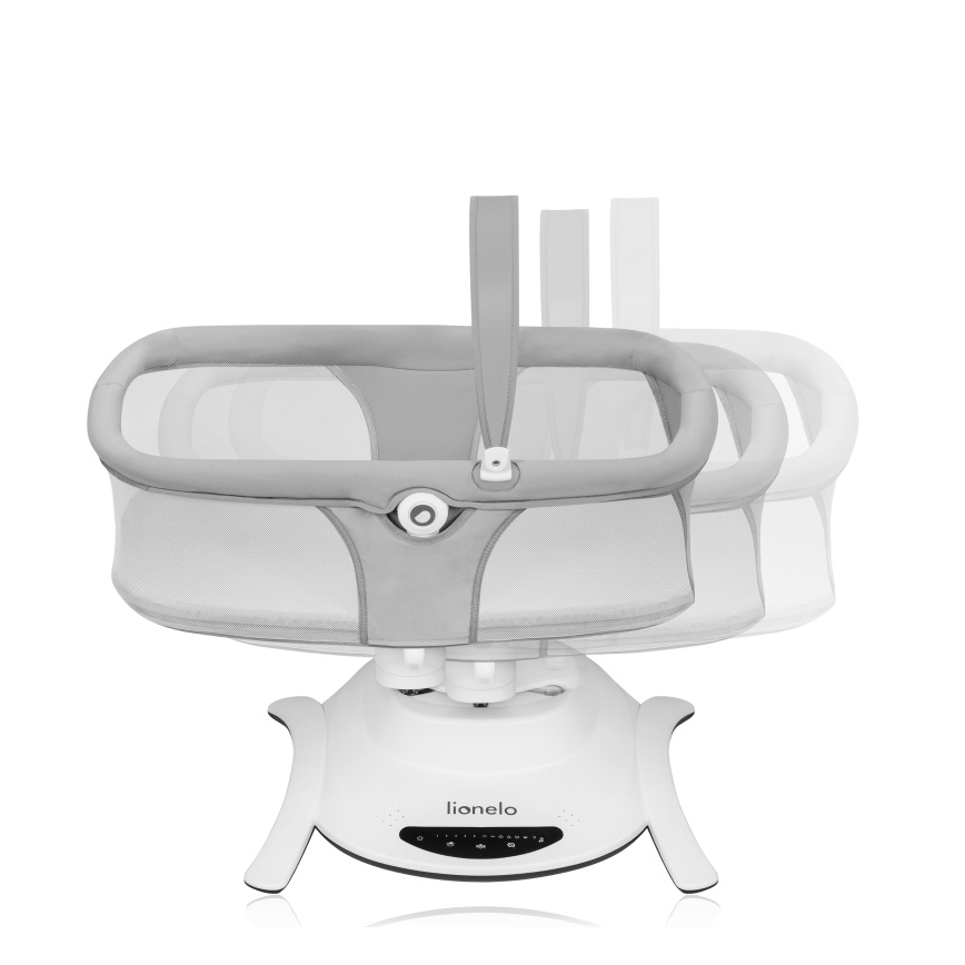 Lionelo - Babywippe mit Melodie 2-in-1 BELLA 4xAA Grey Concrete + Fernbedienung