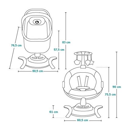 Lionelo - Babywippe mit Melodie 2-in-1 BELLA 4xAA Grey Concrete + Fernbedienung