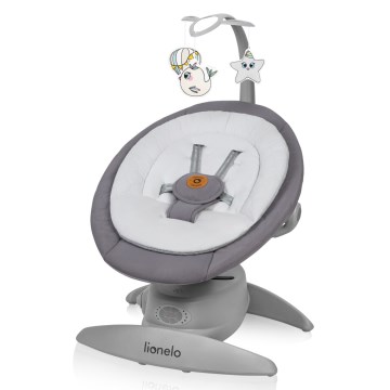 Lionelo - Babywippe mit Melodie MELL Grey Stone 4xAA + Fernbedienung