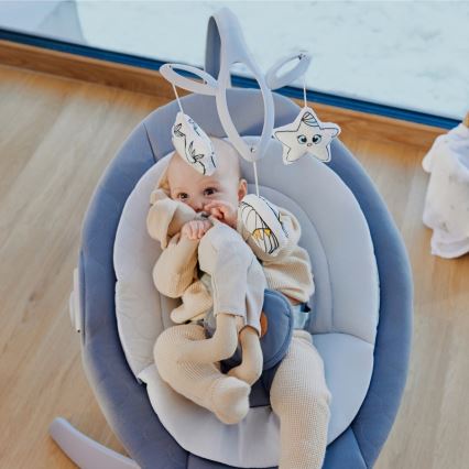 Lionelo - Babywippe mit Melodie MELL Grey Stone 4xAA + Fernbedienung
