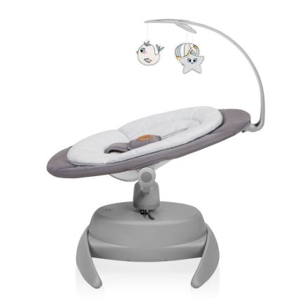 Lionelo - Babywippe mit Melodie MELL Grey Stone 4xAA + Fernbedienung