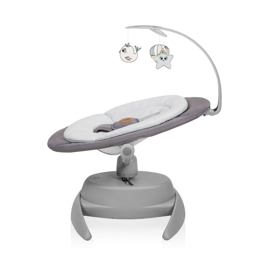 Lionelo - Babywippe mit Melodie MELL Grey Stone 4xAA + Fernbedienung