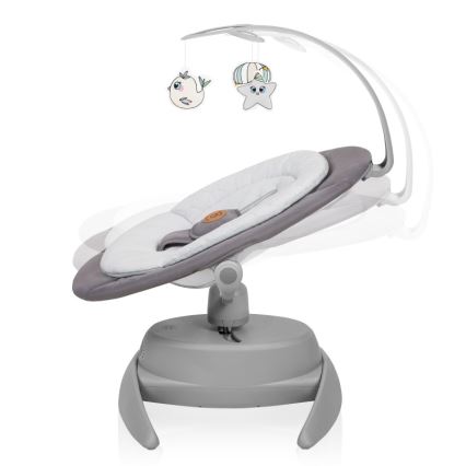 Lionelo - Babywippe mit Melodie MELL Grey Stone 4xAA + Fernbedienung