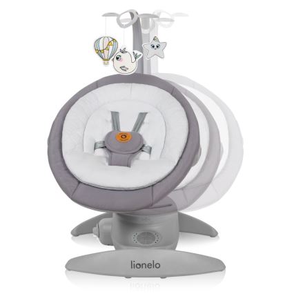 Lionelo - Babywippe mit Melodie MELL Grey Stone 4xAA + Fernbedienung