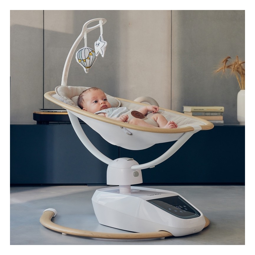 Lionelo - Babywippe mit Melodie OLIVIA Beige Natur + Fernbedienung
