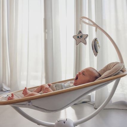Lionelo - Babywippe mit Melodie OLIVIA Beige Natur + Fernbedienung