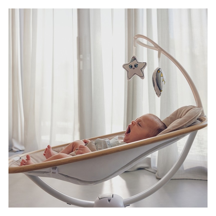 Lionelo - Babywippe mit Melodie OLIVIA Beige Natur + Fernbedienung