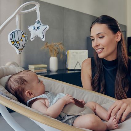 Lionelo - Babywippe mit Melodie OLIVIA Beige Natur + Fernbedienung