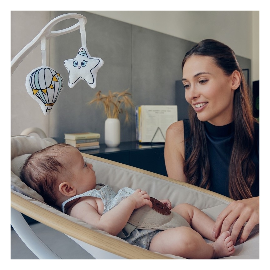 Lionelo - Babywippe mit Melodie OLIVIA Beige Natur + Fernbedienung