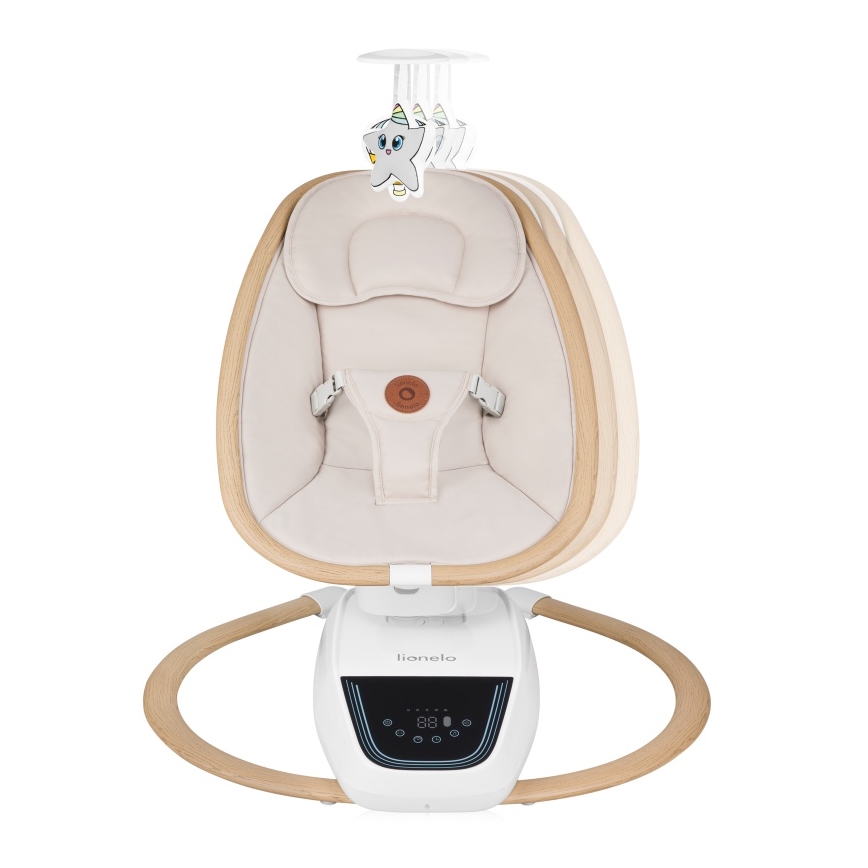Lionelo - Babywippe mit Melodie OLIVIA Beige Natur + Fernbedienung