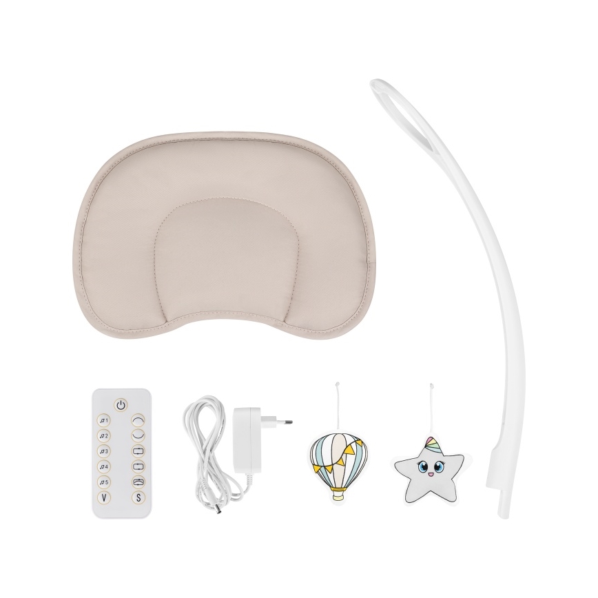 Lionelo - Babywippe mit Melodie OLIVIA Beige Natur + Fernbedienung