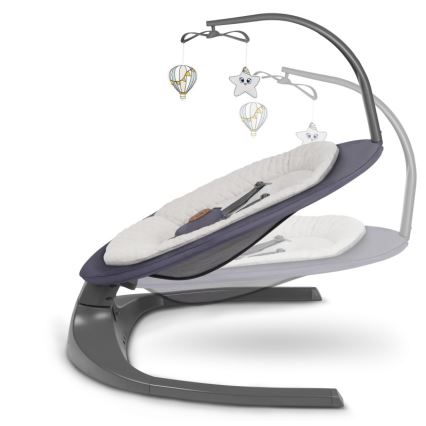 Lionelo - Babywippe mit Melodie RALF 4xAA Grau-Graphit + Fernbedienung