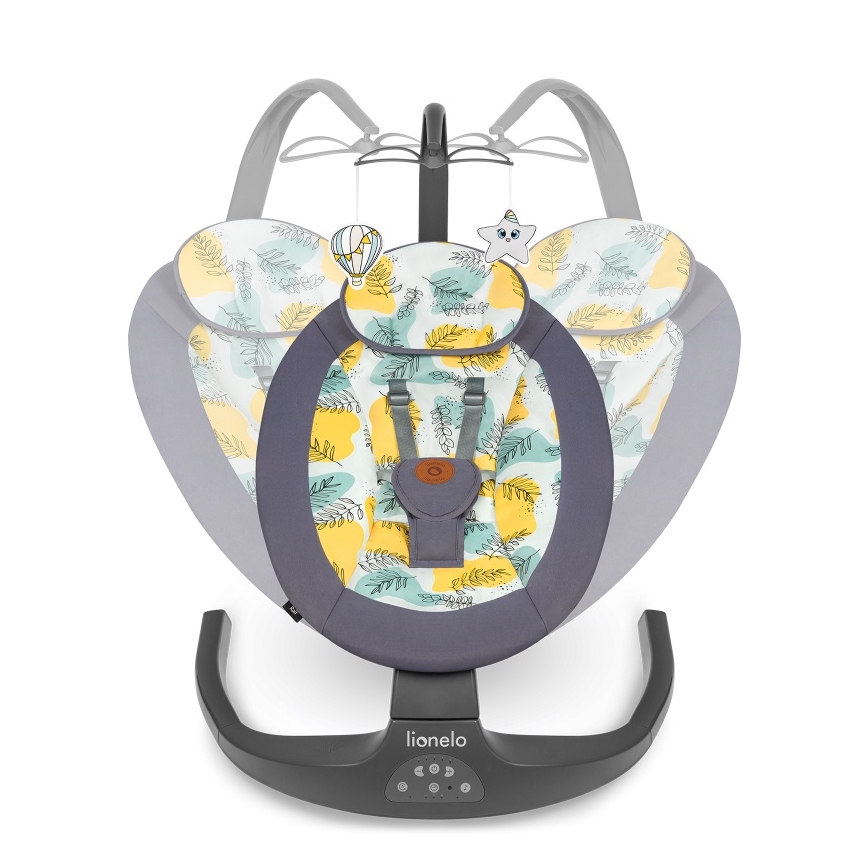 Lionelo - Babywippe mit Melodie RALF 4xAA Grey Concrete + Fernbedienung