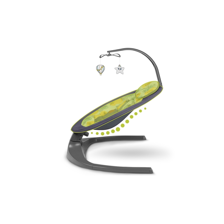 Lionelo - Babywippe mit Melodie RALF 4xAA Grey Concrete + Fernbedienung