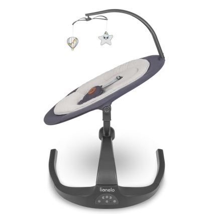Lionelo - Babywippe mit Melodie RINA 4xAA Grey Concrete + Fernbedienung