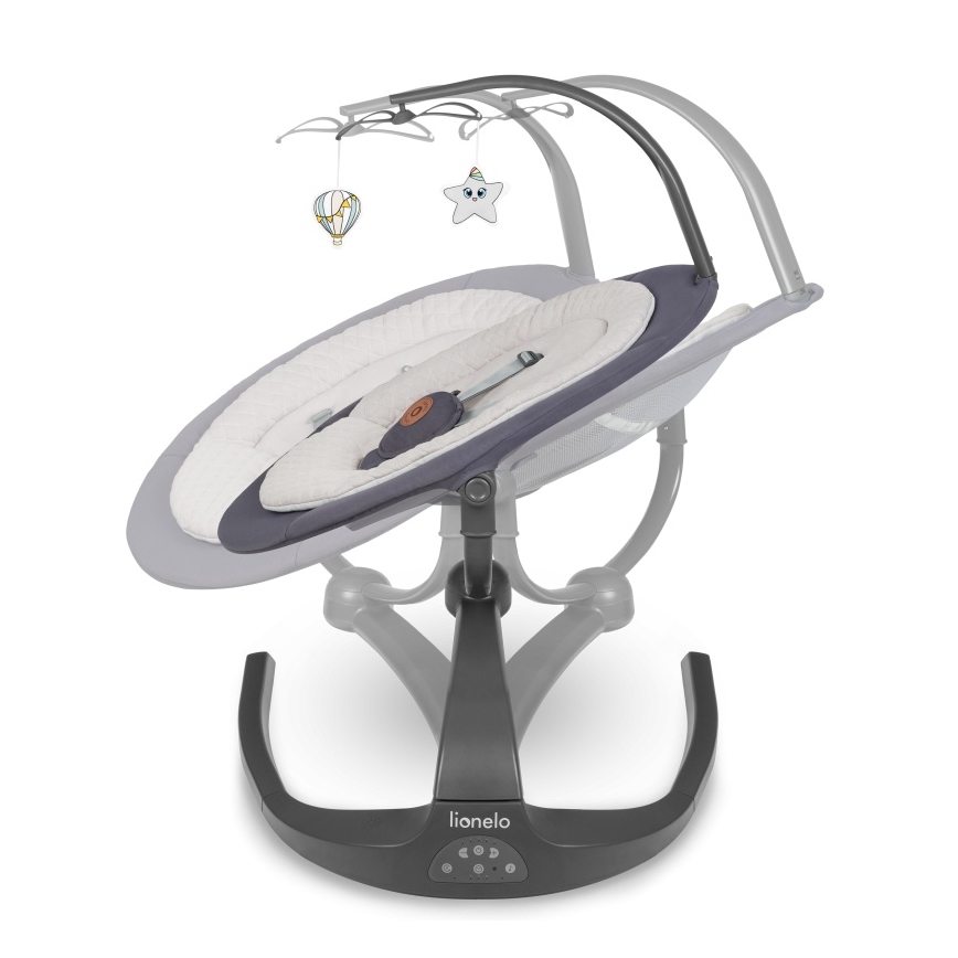 Lionelo - Babywippe mit Melodie RINA 4xAA Grey Concrete + Fernbedienung