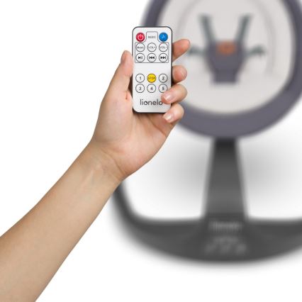 Lionelo - Babywippe mit Melodie RINA 4xAA Grey Concrete + Fernbedienung