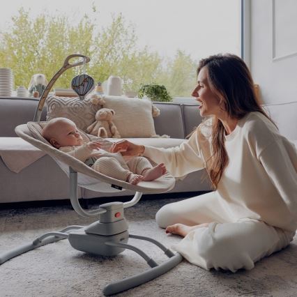 Lionelo - Babywippe mit Melodie RIO 4xC Beige Latte + Fernbedienung