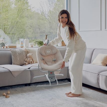 Lionelo - Babywippe mit Melodie RIO 4xC Beige Latte + Fernbedienung
