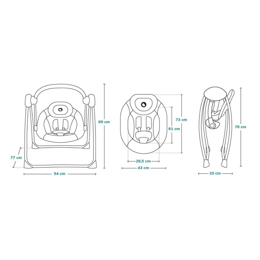 Lionelo - Babywippe OTTO 4xLR14 Gemütliches Grau