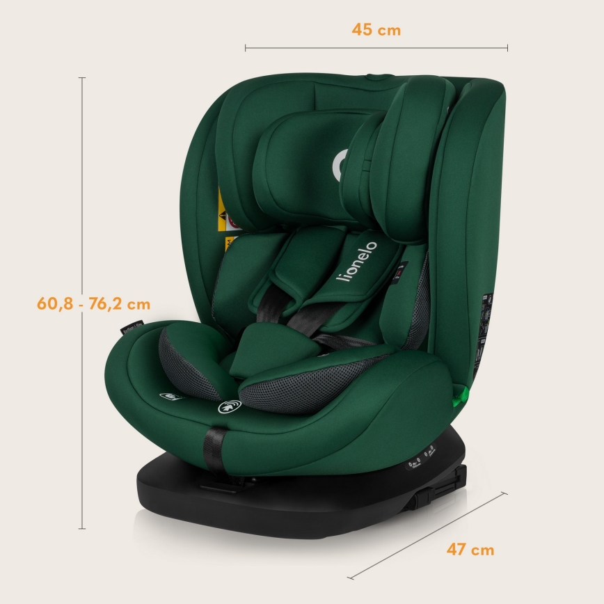 Lionelo - Drehbare Kindersitz mit Basis BASTIAAN i-Size 40-150 cm Green Forest