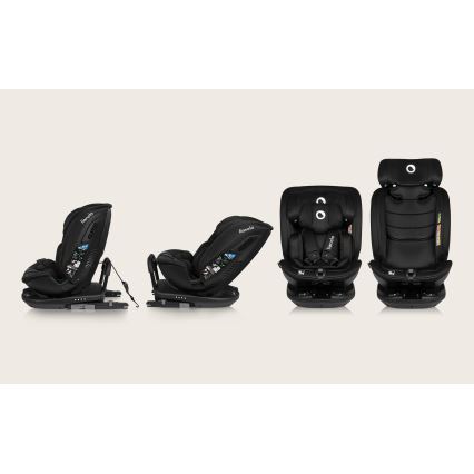 Lionelo - Drehbarer Autokindersitz BASTIAAN i-Size 40-150 cm mit Basis, Black Carbon