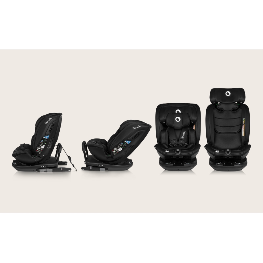 Lionelo - Drehbarer Autokindersitz BASTIAAN i-Size 40-150 cm mit Basis, Black Carbon