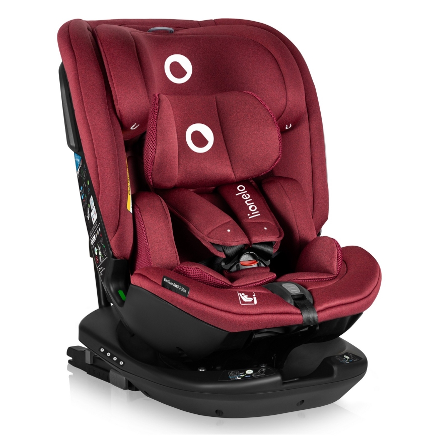 Lionelo - drehbarer Autokindersitz BASTIAAN mit Basis i-Size 40-150 cm Burgunderrot