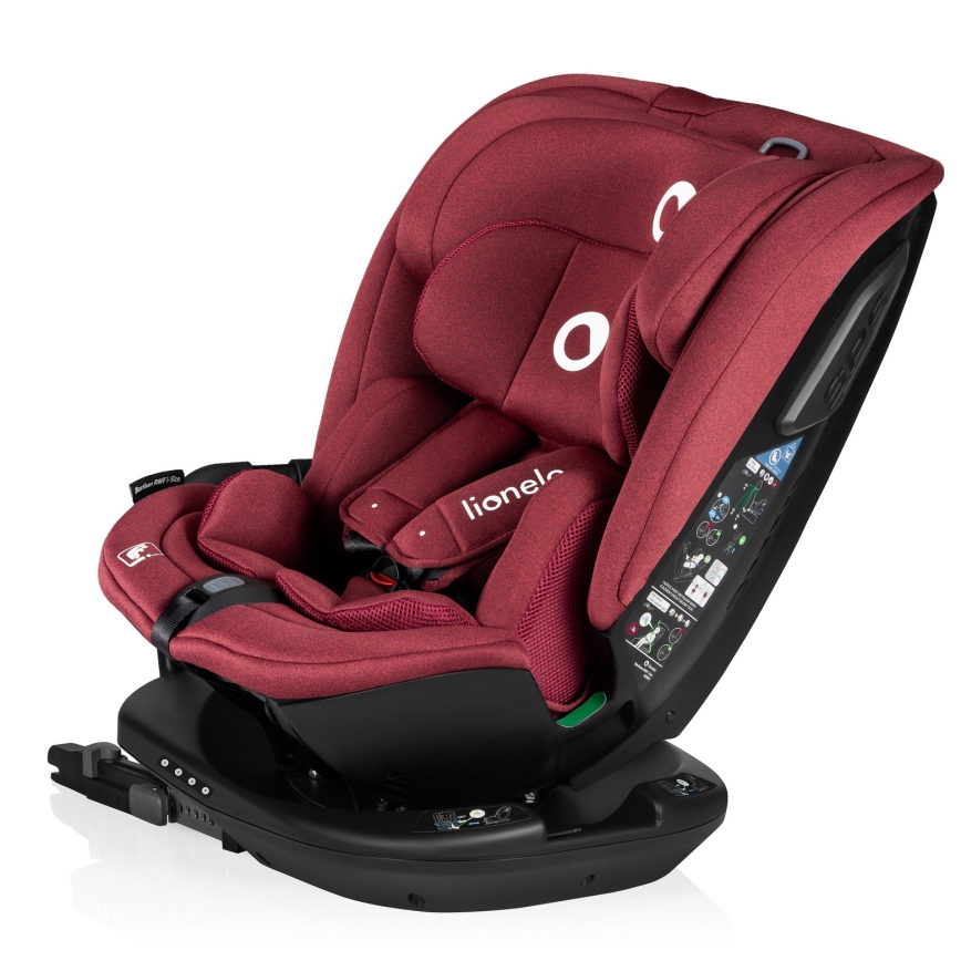 Lionelo - drehbarer Autokindersitz BASTIAAN mit Basis i-Size 40-150 cm Burgunderrot