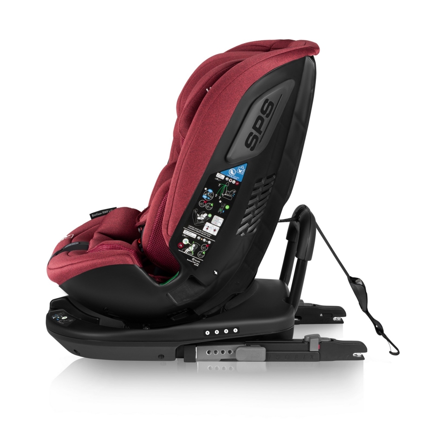 Lionelo - drehbarer Autokindersitz BASTIAAN mit Basis i-Size 40-150 cm Burgunderrot