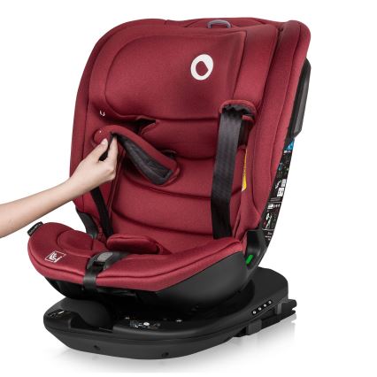 Lionelo - drehbarer Autokindersitz BASTIAAN mit Basis i-Size 40-150 cm Burgunderrot