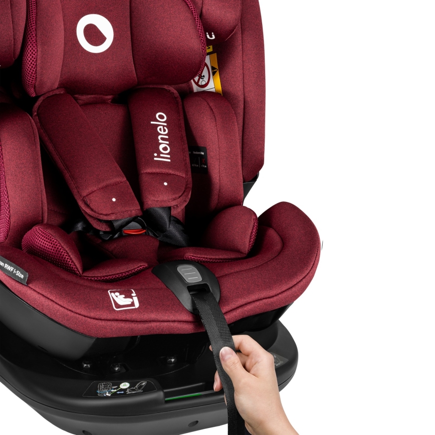 Lionelo - drehbarer Autokindersitz BASTIAAN mit Basis i-Size 40-150 cm Burgunderrot