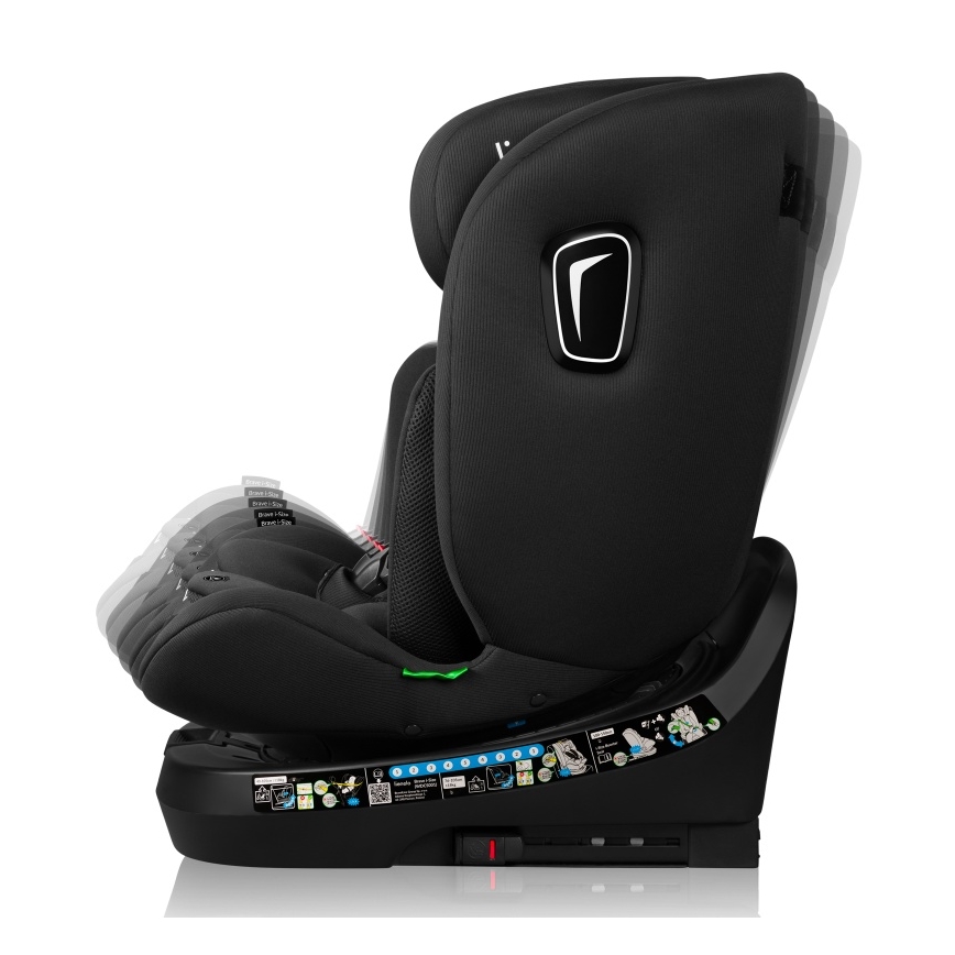 Lionelo - drehbarer Autokindersitz BRAVE i-Size 40-150 cm mit Basis, Schwarz-Carbon