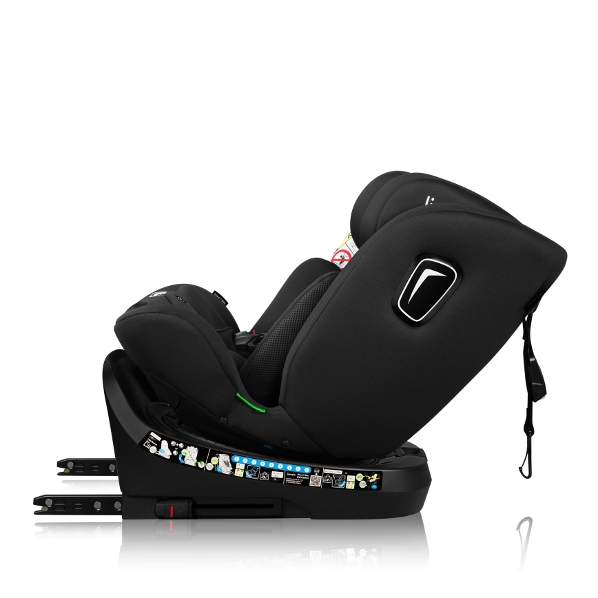Lionelo - drehbarer Autokindersitz BRAVE i-Size 40-150 cm mit Basis, Schwarz-Carbon