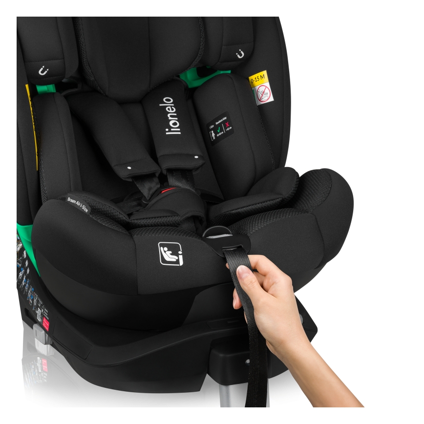 Lionelo - Autokindersitz mit drehbarer Basis BRAAM AIR i-Size 40-150 cm Carbon-Schwarz