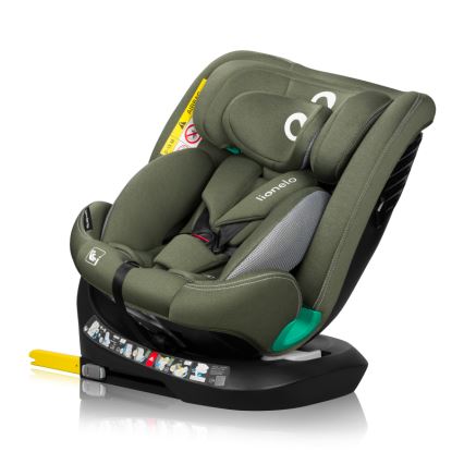 Lionelo - Drehbarer Autokindersitz mit Basis BASTIAAN ONE i-Size 40-150 cm Olivgrün