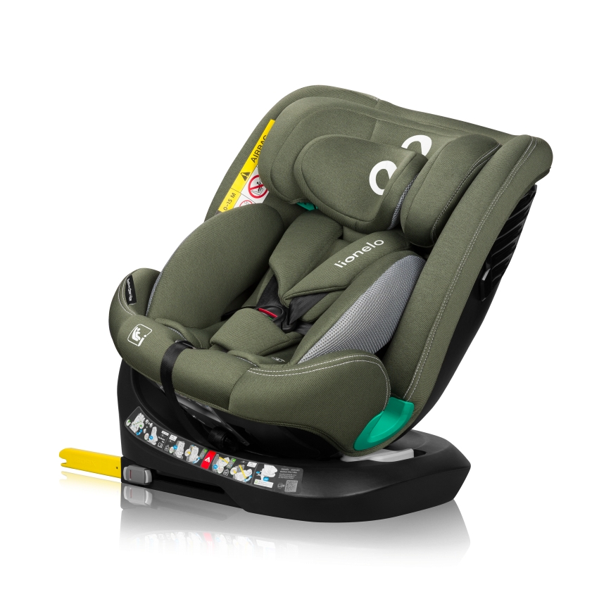 Lionelo - Drehbarer Autokindersitz mit Basis BASTIAAN ONE i-Size 40-150 cm Olivgrün