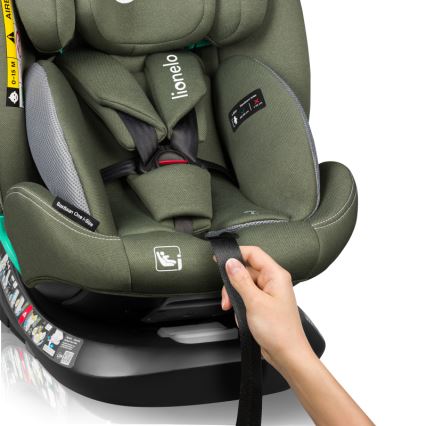 Lionelo - Drehbarer Autokindersitz mit Basis BASTIAAN ONE i-Size 40-150 cm Olivgrün