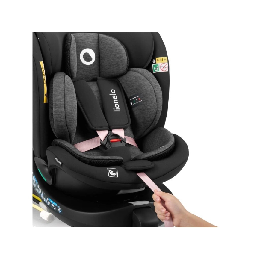 Lionelo - Drehbarer Autokindersitz mit Basis NAVY i-Size 40-150 cm schwarz/rosa