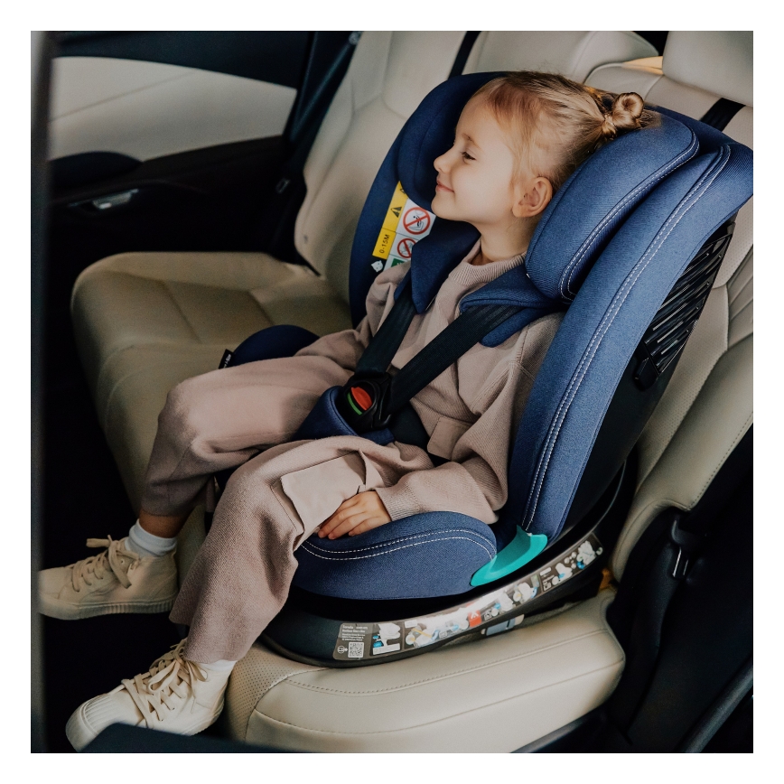 Lionelo - Drehbarer Autokindersitz mit Base BASTIAAN ONE i-Size 40-150 cm Navyblau