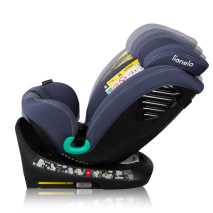 Lionelo - Drehbarer Autokindersitz mit Base BASTIAAN ONE i-Size 40-150 cm Navyblau
