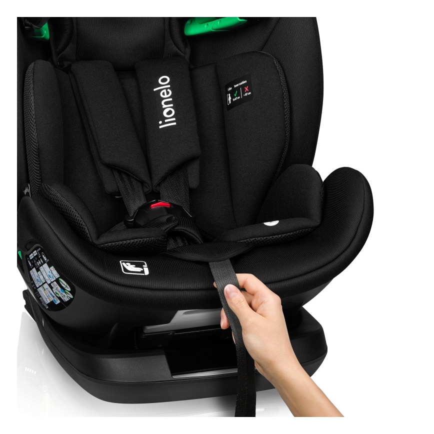 Lionelo - Drehbarer Autositz mit Basis LAVENDER i-Size 76-150 cm Black Carbon