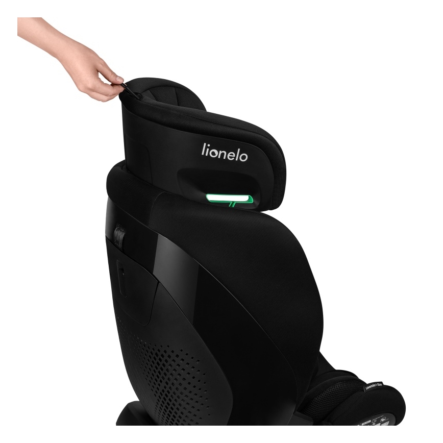 Lionelo - Drehbarer Autositz mit Basis LAVENDER i-Size 76-150 cm Black Carbon