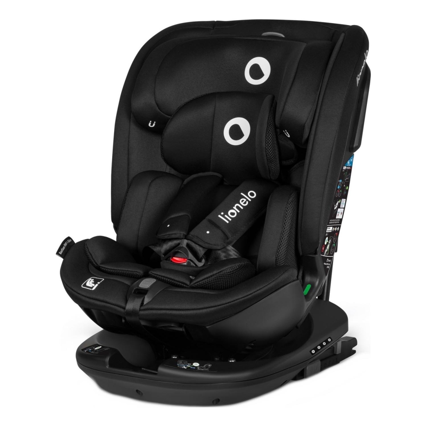 Lionelo - Drehbarer Kindersitz mit Basis BASTIAAN i-Size 40-150 cm Schwarz Carbon