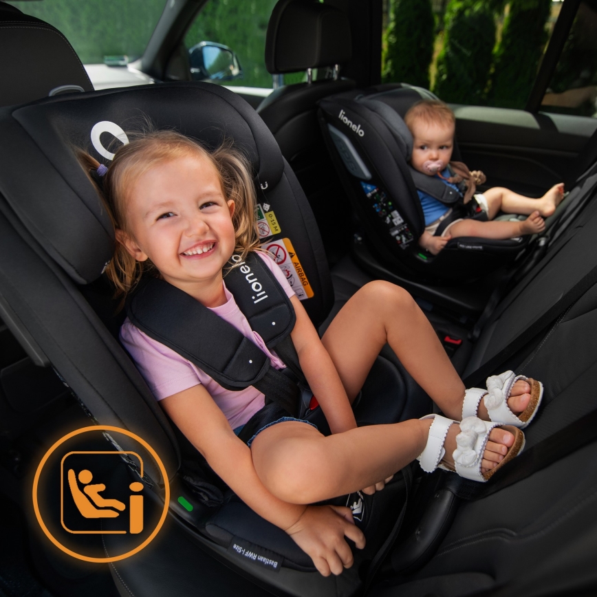 Lionelo - Drehbarer Kindersitz mit Basis BASTIAAN i-Size 40-150 cm Schwarz Carbon