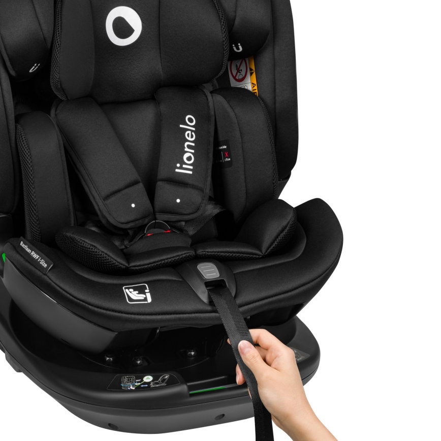 Lionelo - Drehbarer Kindersitz mit Basis BASTIAAN i-Size 40-150 cm Schwarz Carbon